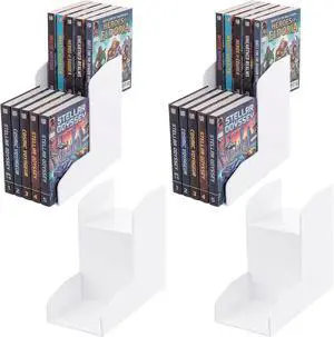 4 Pack 2 Tier Manga Shelf Risers, ABS Double Row Comic Book Storage,White | Space Saving Deep Shelf Book Stand Organizer, Visible Spine,for Manga, Comic, Figurine,Magazine Display, Bookcase Bookshelf 4 Pack 2 Tier Manga Shelf Risers, ABS Double Row Comic Book Storage,White | Space Saving Deep Shelf Book Stand Organizer, Visible Spine,for Manga, Comic, Figurine,Magazine Display, Bookcase Bookshelf