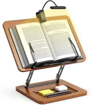 Book Stand with Light, Hands Free Book Holder, Gifts Book Lovers | Hands Free, Adjustable Height Angle, Built-in Storage Tray, 3-Mode Reading Light, Foldable Metal Frame, Fits Cookbook Tablet Book Stand with Light, Hands Free Book Holder, Gifts Book Lovers | Hands Free, Adjustable Height Angle, Built-in Storage Tray, 3-Mode Reading Light, Foldable Metal Frame, Fits Cookbook Tablet