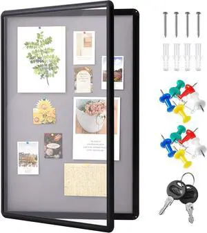 36 x 24 Inch Enclosed Fabric Bulletin Board Tamperproof Lockable Noticeboard Fabric&Aluminium Frame Display Cases Wall-Mounted Display Case for School, Office - Secure, Durable 36 x 24 Inch Enclosed Fabric Bulletin Board Tamperproof Lockable Noticeboard Fabric&Aluminium Frame Display Cases Wall-Mounted Display Case for School, Office - Secure, Durable
