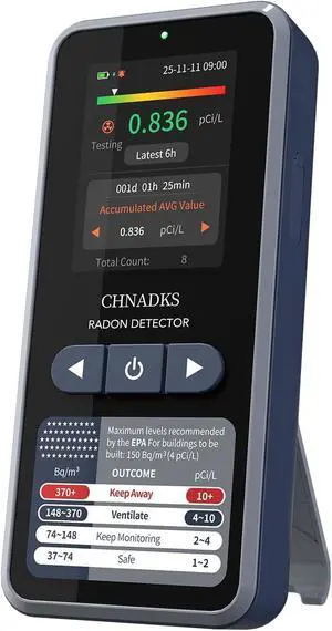 RM-66 Radon Detector for Home, Portable Radon Monitor with TFT Color Display, Audible & Visual Alarm, Easy-to-Use, Rechargeable Type-C, Long-Term Monitoring in pCi/L or Bq/m³ RM-66 Radon Detector for Home, Portable Radon Monitor with TFT Color Display, Audible & Visual Alarm, Easy-to-Use, Rechargeable Type-C, Long-Term Monitoring in pCi/L or Bq/m³