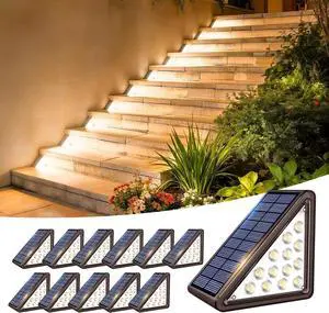 12 Pack Solar Step Lights Outdoor Waterproof, Solar Stair Light,Brown | Outdoor Light Decor for Stair, Deck, Step, Porch and Outside Patio, Warm White 12 Pack Solar Step Lights Outdoor Waterproof, Solar Stair Light,Brown | Outdoor Light Decor for Stair, Deck, Step, Porch and Outside Patio, Warm White