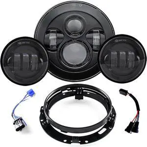 SKTYANTS 7" Inch LED Headlight Motorcycle Projector with 4.5 Inch Passing fog lights 7" Round Bracket Mounting Ring Adapters Compatible with Road King Road Glide Street Glide Electra GlideBlack SKTYANTS 7" Inch LED Headlight Motorcycle Projector with 4.5 Inch Passing fog lights 7" Round Bracket Mounting Ring Adapters Compatible with Road King Road Glide Street Glide Electra GlideBlack