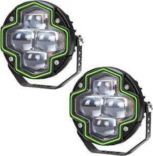 Round Motorcycle LED Projector Lights, 4-LED Auxiliary Spot Lights, | Bright 1700LM Dual Color Driving Lamps for Motorbike Truck Round Motorcycle LED Projector Lights, 4-LED Auxiliary Spot Lights, | Bright 1700LM Dual Color Driving Lamps for Motorbike Truck
