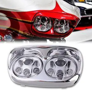 5-3/4" Chrome Motorcycle LED Headlight, Motorcycle Projector Dual LED Headlight Compatible with Harley Road Glide 2004-2013 Accessories,Sliver 5-3/4" Chrome Motorcycle LED Headlight, Motorcycle Projector Dual LED Headlight Compatible with Harley Road Glide 2004-2013 Accessories,Sliver