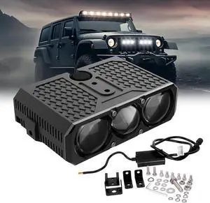 Three LED Grille Running Lights Projector Fog Lights with High and Low Beams, IP68 Waterproof, Suitable for Cars, Trucks, Off-Road SUVs, Pickups, Motorcycles Three LED Grille Running Lights Projector Fog Lights with High and Low Beams, IP68 Waterproof, Suitable for Cars, Trucks, Off-Road SUVs, Pickups, Motorcycles