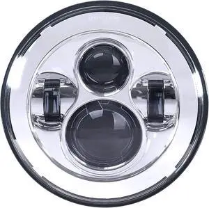 7 Inch Classic 4-Projector LED Motorcycle Headlight, Chrome Round Headlamp Compatible with Harley Davidson Street Glide Road King Electra Glide Ultra Limited Fat Boy Heritage Softail 7 Inch Classic 4-Projector LED Motorcycle Headlight, Chrome Round Headlamp Compatible with Harley Davidson Street Glide Road King Electra Glide Ultra Limited Fat Boy Heritage Softail