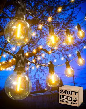 Outdoor String Lights, 240FT Patio Lights with 124 Shatterproof G40 Globe Bulb(4 Spare), Waterproof Connectable Dimmable LED Hanging Lights for Outside Backyard Porch Balcony Gazebo (120FTx2) Outdoor String Lights, 240FT Patio Lights with 124 Shatterproof G40 Globe Bulb(4 Spare), Waterproof Connectable Dimmable LED Hanging Lights for Outside Backyard Porch Balcony Gazebo (120FTx2)