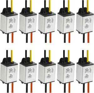 10Pcs 12V to 5V DC Converter Car Power Voltage, Waterproof DC 6.3-22V 12V Step Down to 5V 3A 15W Voltage Regulator Buck Converter Power Supply Step-Down Module Compatible with Vehicle Car Truck Volt 10Pcs 12V to 5V DC Converter Car Power Voltage, Waterproof DC 6.3-22V 12V Step Down to 5V 3A 15W Voltage Regulator Buck Converter Power Supply Step-Down Module Compatible with Vehicle Car Truck Volt