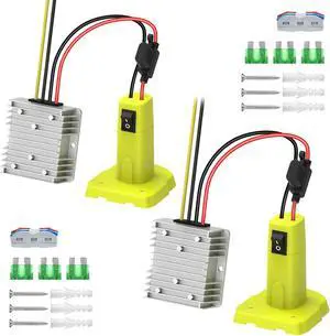 2 Pack 18V to 12V Step-Down Converter Compatible with Ryobi 18V Battery | DC 12V 15A 180W Output, Built-in Switch, 30A Fuse, Wire Terminal, Voltage Regulator for Power Wheels & RC Cars 2 Pack 18V to 12V Step-Down Converter Compatible with Ryobi 18V Battery | DC 12V 15A 180W Output, Built-in Switch, 30A Fuse, Wire Terminal, Voltage Regulator for Power Wheels & RC Cars