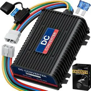 48V 36V to 12V Golf Cart Voltage Converter DC Reducer, 360W 30A Regulator Step Down Transformer for EZGO, Club Car, Yamaha, with Fuse&Switch Harness, Dual Output, Power-Off Design, Waterproof 48V 36V to 12V Golf Cart Voltage Converter DC Reducer, 360W 30A Regulator Step Down Transformer for EZGO, Club Car, Yamaha, with Fuse&Switch Harness, Dual Output, Power-Off Design, Waterproof