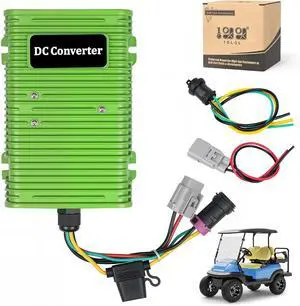 Golf Cart Voltage Reducer 36V-72V to 12V 30A 350WGreen | Universal DC Step Down Converter, Regulator, Upgraded Version Transformer for Yamaha EZGO Club Car 1981-up; Waterproof Plug Golf Cart Voltage Reducer 36V-72V to 12V 30A 350WGreen | Universal DC Step Down Converter, Regulator, Upgraded Version Transformer for Yamaha EZGO Club Car 1981-up; Waterproof Plug