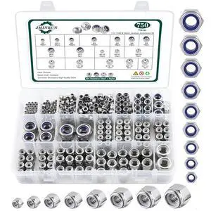 SAE & Metric Nylon Insert Lock Nuts Kit (750Pcs), Lock Nuts Assortment Kit | 304 Stainless Steel Locknuts Sets 6#32 8#32 10#24 10#32 1/4"-20 5/16"-18 3/8"-16 1/2"-13 M2 M2.5 M3 M4 M5 M6 M8 M10 M12 SAE & Metric Nylon Insert Lock Nuts Kit (750Pcs), Lock Nuts Assortment Kit | 304 Stainless Steel Locknuts Sets 6#32 8#32 10#24 10#32 1/4"-20 5/16"-18 3/8"-16 1/2"-13 M2 M2.5 M3 M4 M5 M6 M8 M10 M12