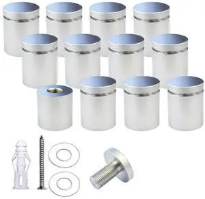 Pack of 12 Aluminum Standoff Screws Wall Sign Standoff Mounting Hardware Standoff Mounts for Acrylic Picture Frame (12, Satin Chrome Electroplated, 1" x 1") Pack of 12 Aluminum Standoff Screws Wall Sign Standoff Mounting Hardware Standoff Mounts for Acrylic Picture Frame (12, Satin Chrome Electroplated, 1" x 1")
