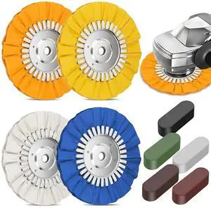 8" Airway Buffing Wheel, 9PCS Aluminum Polishing Wheel Kit for Angle Grinder, 4PCS Airway Buffing Wheels (5/8" Arbor) + 5PCS Polishing Compound Bars, Mirror Finish Metal Polishing & Detailing Kit 8" Airway Buffing Wheel, 9PCS Aluminum Polishing Wheel Kit for Angle Grinder, 4PCS Airway Buffing Wheels (5/8" Arbor) + 5PCS Polishing Compound Bars, Mirror Finish Metal Polishing & Detailing Kit