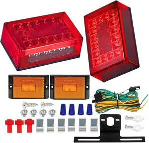 6inch Boat Trailer Lights LED Kit, Submersible Trailer Light | Rectangular Stop Turn Tail License Plate Boat Trailer Light kit w/Amber Marker Lights, 25ft Wiring Harness 6inch Boat Trailer Lights LED Kit, Submersible Trailer Light | Rectangular Stop Turn Tail License Plate Boat Trailer Light kit w/Amber Marker Lights, 25ft Wiring Harness
