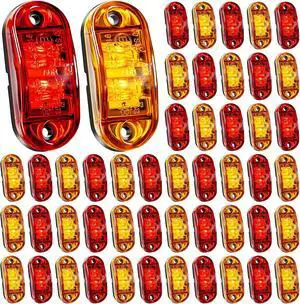 50 Pcs LED Trailer Lights 2.5 Inch Oval Trailer Marker Lights Automotive Side Marker Running Light 2 Diode Universal LED Light Kit for RV Camper Truck Van Boat (Amber, Red) 50 Pcs LED Trailer Lights 2.5 Inch Oval Trailer Marker Lights Automotive Side Marker Running Light 2 Diode Universal LED Light Kit for RV Camper Truck Van Boat (Amber, Red)