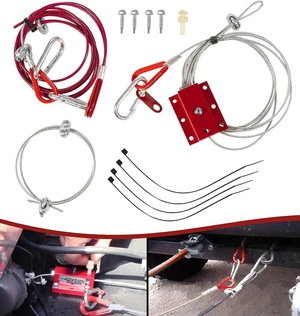 Flat Tow Breakaway Cable System for RV Towing, Ready Stop Device with Supplemental Safety Cable Kit for Tow Bars and Flat Towed Vehicles Flat Tow Breakaway Cable System for RV Towing, Ready Stop Device with Supplemental Safety Cable Kit for Tow Bars and Flat Towed Vehicles