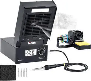 Soldering Iron Station with Fume Extractor, 80W Soldering Station, 60W Soldering Iron, Smoke Absorber, Solder Wire, LED Lighting, Fast Heating, Auto Sleep Soldering Station, LCD Digital Display Soldering Iron Station with Fume Extractor, 80W Soldering Station, 60W Soldering Iron, Smoke Absorber, Solder Wire, LED Lighting, Fast Heating, Auto Sleep Soldering Station, LCD Digital Display