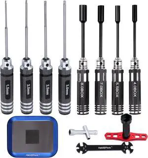 Hex Driver Set (1.5mm 2.0mm 2.5mm 3.0mm), Hex Nut Driver Set(4.0/5.5/7.0/8.0mm) Screwdriver Kit, 17mm Wheel Wrench, RC Screw Tray, Turnbuckle Wrench, RC Repair Tools Kit for RC Cars Hex Driver Set (1.5mm 2.0mm 2.5mm 3.0mm), Hex Nut Driver Set(4.0/5.5/7.0/8.0mm) Screwdriver Kit, 17mm Wheel Wrench, RC Screw Tray, Turnbuckle Wrench, RC Repair Tools Kit for RC Cars