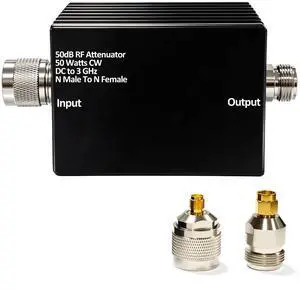 50W RF Attenuator DC-3GHz N-M/F 50dB Attenuation with SMA Adapters | N Male to Female Fixed Attenuator kit for Tinysa Ultra Spectrum Analyzer Antennas & Test Equipment, Aluminum Alloy Heat Sink 50W RF Attenuator DC-3GHz N-M/F 50dB Attenuation with SMA Adapters | N Male to Female Fixed Attenuator kit for Tinysa Ultra Spectrum Analyzer Antennas & Test Equipment, Aluminum Alloy Heat Sink