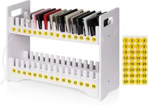 30 Slots Cell Phone Holder Stand with 1-30 Number Stickers, White | 2-Tier Multiple Cell Phone Stand RackPVC Board, Mobile Phone Holder Desktop Organizer for Classroom Office 30 Slots Cell Phone Holder Stand with 1-30 Number Stickers, White | 2-Tier Multiple Cell Phone Stand RackPVC Board, Mobile Phone Holder Desktop Organizer for Classroom Office