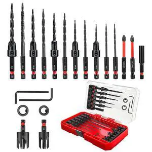 20PCS Countersink Drill Bit Set, Tapered Drill Bits Counter Sink Drill Bit | with 1/4" Hex Shank,Wood Plug Cutter Adjustable Stop Rings, #4, #6, #8, #10, #12, M2 HSS Counter Sink Bits for Woodworking 20PCS Countersink Drill Bit Set, Tapered Drill Bits Counter Sink Drill Bit | with 1/4" Hex Shank,Wood Plug Cutter Adjustable Stop Rings, #4, #6, #8, #10, #12, M2 HSS Counter Sink Bits for Woodworking