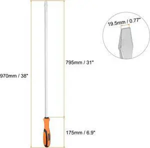 Slotted Screwdriver SL13 38" Extra Long 31" Square Shank CR-V Flat Head Screwdrivers with Striking Cap for Industry and Automobile Repair Slotted Screwdriver SL13 38" Extra Long 31" Square Shank CR-V Flat Head Screwdrivers with Striking Cap for Industry and Automobile Repair