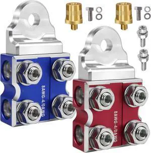 8-Way Lead Acid Battery Terminal Connectors, Colored Anode Top Post Battery Terminal Clamps, for SAE/DIN/EN Tapered Top Post, Compatible with 8AWG to 4/0 AWG, M8 (5/16-18) 8-Way Lead Acid Battery Terminal Connectors, Colored Anode Top Post Battery Terminal Clamps, for SAE/DIN/EN Tapered Top Post, Compatible with 8AWG to 4/0 AWG, M8 (5/16-18)