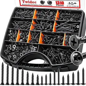/1310PCS Black Wood Screws #8#10 Phillips Truss HeadDrywall Screws | High Hardness Self Tapping Screws,Wood Screws Assortment Kit Coarse Thread 1/2" to 2-1/2" For Indoor Furniture,Woodworking /1310PCS Black Wood Screws #8#10 Phillips Truss HeadDrywall Screws | High Hardness Self Tapping Screws,Wood Screws Assortment Kit Coarse Thread 1/2" to 2-1/2" For Indoor Furniture,Woodworking