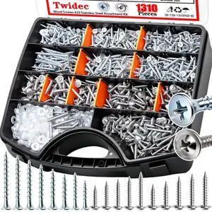 /1310PCS Silver Wood Screws #8#10 Phillips Truss HeadDrywall Screws | High Hardness Self Tapping Screws,Wood Screws Assortment Kit,Coarse Thread 1/2" to 2-1/2" For Indoor Furniture,Woodworking /1310PCS Silver Wood Screws #8#10 Phillips Truss HeadDrywall Screws | High Hardness Self Tapping Screws,Wood Screws Assortment Kit,Coarse Thread 1/2" to 2-1/2" For Indoor Furniture,Woodworking