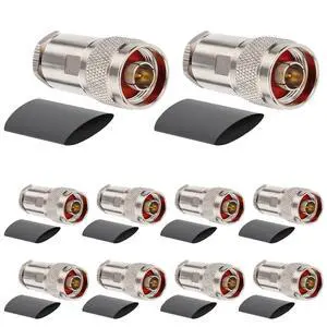 N Male Connector 10PCS, N Male Plug Attach Connector for LMR400, RG8, Belden 9913, KMR400 RF Coaxial Cables N Male Connector 10PCS, N Male Plug Attach Connector for LMR400, RG8, Belden 9913, KMR400 RF Coaxial Cables