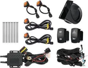 UTV Turn Signal Kit with 110D Horn, Plug and Play UTV ATV Blinker with Rocker Switch, Universal Street Legal Kit Compatible with Polaris, Can-Am, Kawasaki (Without License Plate Holder) UTV Turn Signal Kit with 110D Horn, Plug and Play UTV ATV Blinker with Rocker Switch, Universal Street Legal Kit Compatible with Polaris, Can-Am, Kawasaki (Without License Plate Holder)