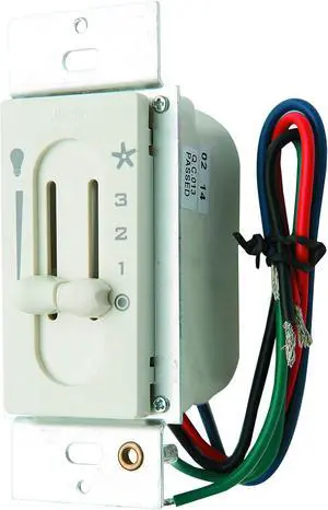 Dual Slide Ceiling Fan Wall Control Switch | For & Casablanca Fans, 3 Speed Control, Full Range Light Dimmer, Indoor Wall Switch, 27182 Dual Slide Ceiling Fan Wall Control Switch | For & Casablanca Fans, 3 Speed Control, Full Range Light Dimmer, Indoor Wall Switch, 27182