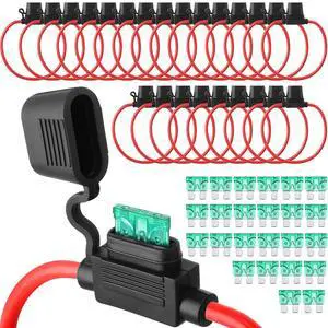 48 Pcs Inline Fuse Holder Waterproof Automotive Replacement with ATC Blade Fuses for Car Truck Motorcycle Boat (12 Awg with 30 A) 48 Pcs Inline Fuse Holder Waterproof Automotive Replacement with ATC Blade Fuses for Car Truck Motorcycle Boat (12 Awg with 30 A)