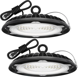 HYPERLITE UFO LED High Bay Light: 150W 19500LM High Bay LED Shop Lights with 6ft Plug - 5000K IP65 LED Warehouse Lights for Workshop Stadium Garage Lighting 2-Pack HYPERLITE UFO LED High Bay Light: 150W 19500LM High Bay LED Shop Lights with 6ft Plug - 5000K IP65 LED Warehouse Lights for Workshop Stadium Garage Lighting 2-Pack