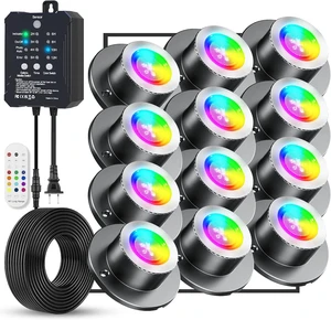 RGBWW Underwater LED Pond Light with 12V Timer Transformer, 12-Head RGBWW Underwater LED Pond Light with 12V Timer Transformer, 12-Head