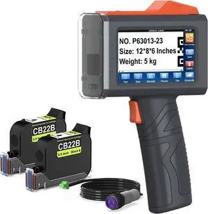 YEV Handheld Printer VP127 (Orange) Bundle with 2-Pack CB22B Original Solvent Fast Dry Black Ink Cartridge use for Code Date Logo Text Printing YEV Handheld Printer VP127 (Orange) Bundle with 2-Pack CB22B Original Solvent Fast Dry Black Ink Cartridge use for Code Date Logo Text Printing