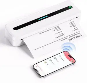 Portable Thermal Printer, Wireless Thermal Printers, Compatible with iOS, Android & PC, Inkless Mobile Printer for Travel, Office, School, White Portable Thermal Printer, Wireless Thermal Printers, Compatible with iOS, Android & PC, Inkless Mobile Printer for Travel, Office, School, White