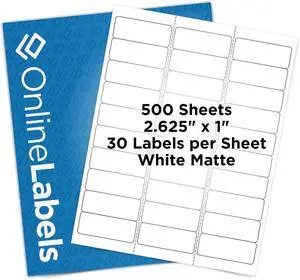 OnlineLabels 2.625" x 1" Address Labels - White Matte - 500 Sheets OnlineLabels 2.625" x 1" Address Labels - White Matte - 500 Sheets