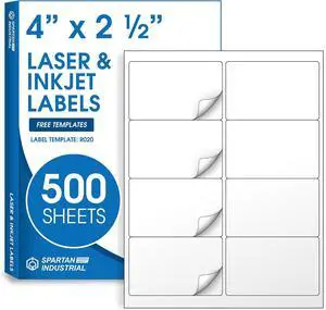 4" X 2.5" Matte White Printable Shipping Labels (500 Sheets, 4000 Stickers) 4" X 2.5" Matte White Printable Shipping Labels (500 Sheets, 4000 Stickers)