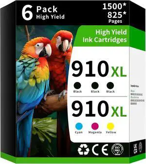 Caelum 910XL High Yield Ink Cartridge Replacement for Combo Pack HP 910 XL HP910 to Use with HP Office Jet Pro 8020 8010 8015 (6 Pack, Black Cyan Magenta Yellow) Caelum 910XL High Yield Ink Cartridge Replacement for Combo Pack HP 910 XL HP910 to Use with HP Office Jet Pro 8020 8010 8015 (6 Pack, Black Cyan Magenta Yellow)