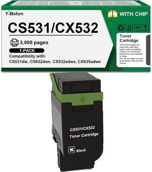 High Yield CS531 CX532 Black Toner Cartridge with Smart Chip (75M10K0) Replacement for Lexmark CS531dw CS632dwe CX532adwe CX635adwe Printers(1-Pack) High Yield CS531 CX532 Black Toner Cartridge with Smart Chip (75M10K0) Replacement for Lexmark CS531dw CS632dwe CX532adwe CX635adwe Printers(1-Pack)