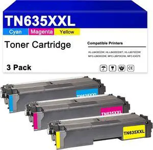 TN635 TN635XXL High Yield Toner Cartridge Replacement for Brother TN635XXL Toner Work for HL-L8430CDW, HL-L8430CDWT, HL-L8570CDW, MFC-L8930CDW, MFC-L8970CDW and MFC-EX575 Printers3 Pack TN635 TN635XXL High Yield Toner Cartridge Replacement for Brother TN635XXL Toner Work for HL-L8430CDW, HL-L8430CDWT, HL-L8570CDW, MFC-L8930CDW, MFC-L8970CDW and MFC-EX575 Printers3 Pack