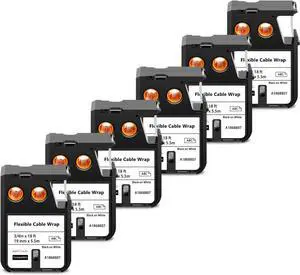 6 X Compatible with Dymo Rhino XTL Flexible Cable Wrap Label Tape 1868807 A1868807 Black on White 19mm 3/4 inch x 18 Feet Replacement for Rhino XTL-300 XTL-500 Label Maker 6 X Compatible with Dymo Rhino XTL Flexible Cable Wrap Label Tape 1868807 A1868807 Black on White 19mm 3/4 inch x 18 Feet Replacement for Rhino XTL-300 XTL-500 Label Maker