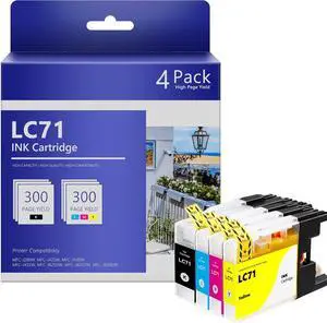 LC71 Ink Cartridge Replacement for LC71 Ink Cartridge Use with MFC-J280W MFC-J425W MFC-J430W MFC-J435W MFC-J625DW MFC-J825DW MFC-J835DW Printers(BK/C/M/Y,4-Pack) LC71 Ink Cartridge Replacement for LC71 Ink Cartridge Use with MFC-J280W MFC-J425W MFC-J430W MFC-J435W MFC-J625DW MFC-J825DW MFC-J835DW Printers(BK/C/M/Y,4-Pack)