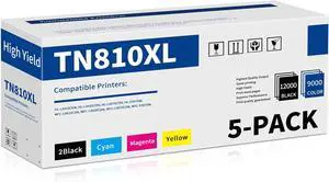 TN810XL High Yield Toner Cartridge Replacement for TN-810XL Compatible with Brother HL-L3220CDW HL-L3280CDW HL-L3295CDW HL-L3300CDW Printer ( 2 Black, 1 Cyan, 1 Magenta, 1 Yellow, 5 Pack) TN810XL High Yield Toner Cartridge Replacement for TN-810XL Compatible with Brother HL-L3220CDW HL-L3280CDW HL-L3295CDW HL-L3300CDW Printer ( 2 Black, 1 Cyan, 1 Magenta, 1 Yellow, 5 Pack)