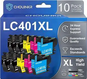 LC401XL Ink Cartridges High Yield Compatible for Printer 401XL LC 401 with Brother MFC-J1010DW MFC-J1170DW MFC-J1012DW (Black Cyan Magenta Yellow, 10 Pack) LC401XL Ink Cartridges High Yield Compatible for Printer 401XL LC 401 with Brother MFC-J1010DW MFC-J1170DW MFC-J1012DW (Black Cyan Magenta Yellow, 10 Pack)