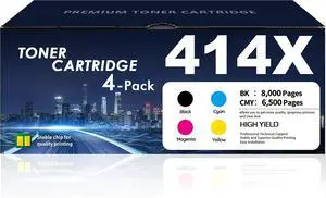 414X Toner Cartridges 4 Pack High Yield Compatible with HP 414X 414A 414X Toner Cartridges 4 Pack High Yield Compatible with HP 414X 414A