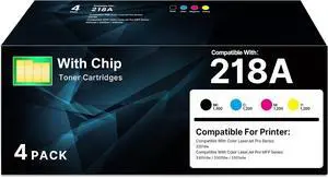 218A Toner Cartridges 4 Pack - 3301fdw (with Chip) Compatible for HP 218A 218X for Pro MFP 3301fdw 3201dw Color Laser Pro 3201dw MFP 3301 3301fdw 3301sdw 3301cdw Ink W2180A W2180X (B/C/Y/M) 218A Toner Cartridges 4 Pack - 3301fdw (with Chip) Compatible for HP 218A 218X for Pro MFP 3301fdw 3201dw Color Laser Pro 3201dw MFP 3301 3301fdw 3301sdw 3301cdw Ink W2180A W2180X (B/C/Y/M)