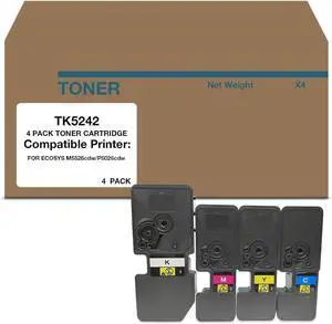 TK5242 Toner Cartridge Compatible for Kyocera TK-5242 TK5242K TK5242C TK5242M TK5242Y, 4 Colors Combo Pack TK5242 Toner Cartridge Compatible for Kyocera TK-5242 TK5242K TK5242C TK5242M TK5242Y, 4 Colors Combo Pack